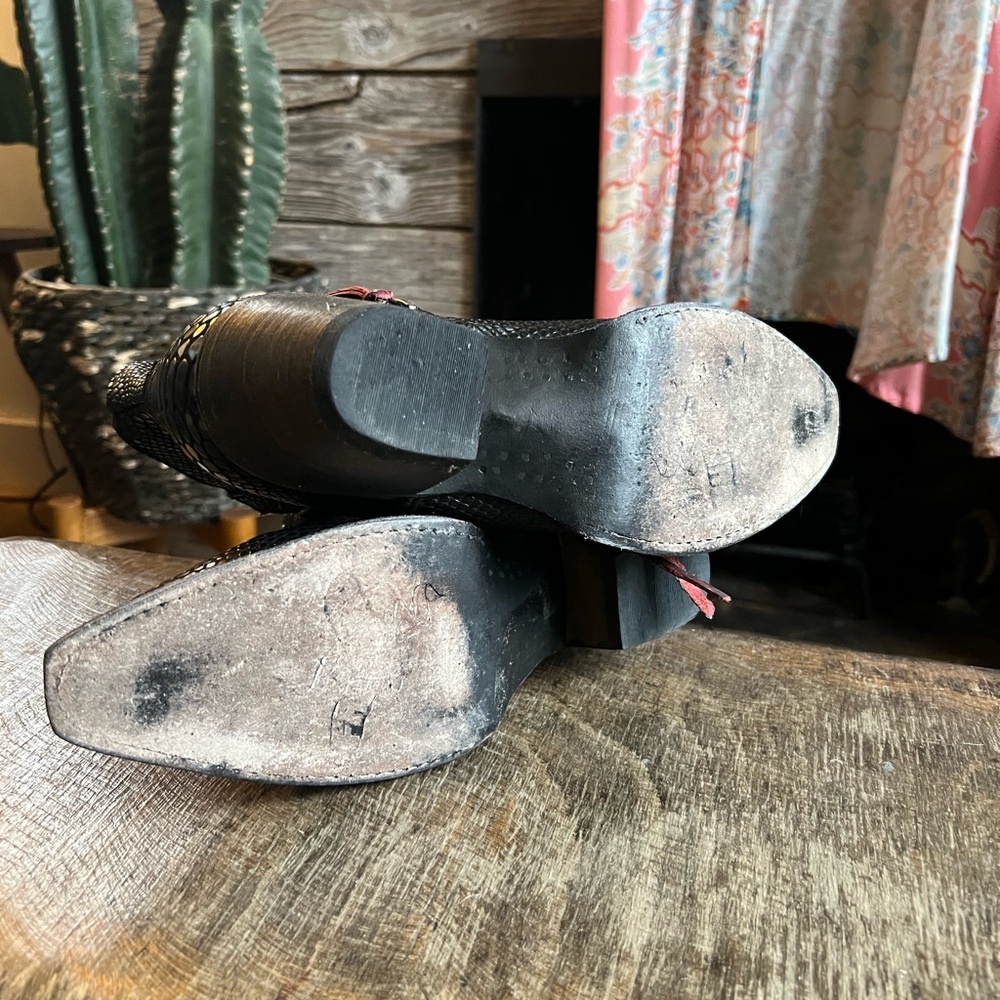 Freebird by Steven Black Embossed Snakeskin Ankle Booties - Picture 5 of 9